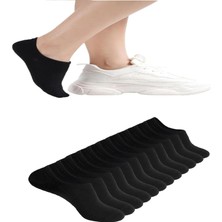 Ozzy Socks 12 Çift Siyah Dikişsiz Kadın Bambu Görünmez Sneaker Spor Ayakkabı Çorabı