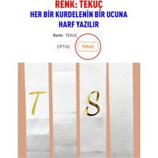 Kişiye Özel Gold Gümüş Baskılı Takı Kurdelesi 6 cm Eninde 2 Metre 2 Adet Harf Baskılı (Tarihsiz)