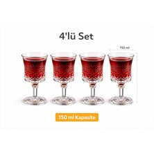 Aşkana 4’lü Cam Kadeh Seti 150 Ml,kahve Yanı Su Bardağı, Şerbet Bardağı,şık Vintage Kristal Bardak Seti