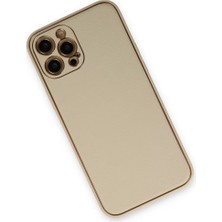 Epilons Iphone 12 Pro Kılıf Coco Deri Silikon Kapak - Gold