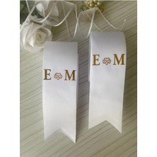 Nuksoc Söz Nişan Düğün Nikah Gelin Damat Harfli Kalp ve Sonsuzluk Detaylı Takı Kurdelesi