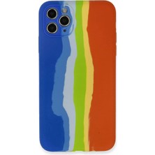 Epilons Iphone 11 Kılıf Ebruli Lansman Silikon - Mavi-Turuncu