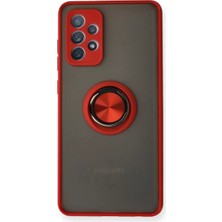 Epilons Galaxy A72 Kılıf Montreal Yüzüklü Silikon Kapak - Kırmızı