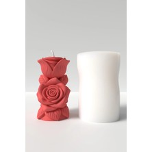 Cage Art Studio Gül Dalı Mum Silikon Kalıp - Desenli Gül Dalı Şeklinde Mum Silikon Kalıbı - 11X6 cm