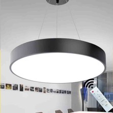 Hevsel Siyah Gövde, Kumandalı ve 3 Renk Işık, Davul Sarkıt Led Avize