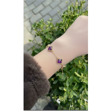 Atalya Accessory Yonca Modeli Vıp Kristalli Kadın Çelik Bileklik-Kararmaz-Solmaz