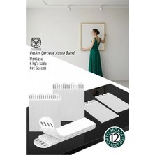 Bucuks Mey Ithalat® Güçlü Resim Çerçeve Asma Bandı 12'li Set - 6kg Taşıma Kapasiteli Duvar Delmeyen Cırt Sistemi