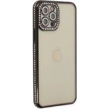 Epilons Iphone 12 Kılıf Joke Taşlı Silikon - Siyah