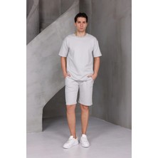 Dark Moda Erkek Basic Oversize Alt-Üst 2 Iki Iplik Kompakt Şort Takımı