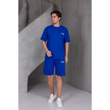 Dark Moda Erkek Baskılı Oversize Alt-Üst 2 Iki Iplik Kompakt Şort Takımı