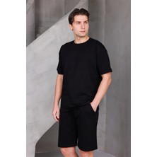 Dark Moda Erkek Basic Oversize Alt-Üst 2 Iki Iplik Kompakt Şort Takımı