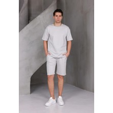 Dark Moda Erkek Basic Oversize Alt-Üst 2 Iki Iplik Kompakt Şort Takımı