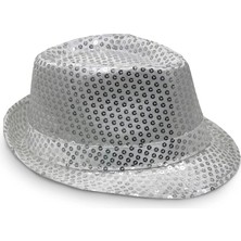 Bucuks Mey Ithalat® Disko Star Gümüş Payetli Fötr Şapka Yetişkin Boy