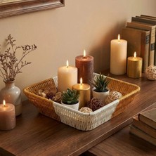 Bucuks Mey Ithalat®  Kare Çift Renkli Plastik Rattan Ekmek ve Meyve Sepeti - Çok Amaçlı Banyo ve Mutfak Düzenleyici - Yıkanabilir Tezgâh Üstü Organizer