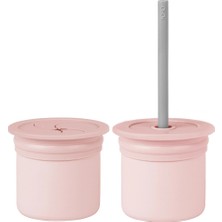 Bucuks Mey Ithalat®   Ham+Hüp Pipetli Silikon Bardak Seti Pinky Pink / Powder Grey