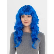 Bucuks Mey Ithalat® Mavi Renk Uzun Dalgalı Parti Peruğu
