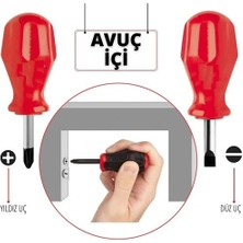 Bucuks Mey Ithalat® 2'litopaç Tornavida Seti: Avuçiçi Mini Yıldız ve Düz Uçlu  Kısa Şaft Ufak Vidalama Anahtarı