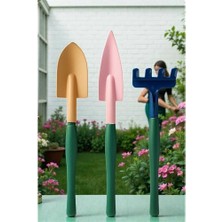 Bucuks Mey Ithalat® Premium 3’lü Hobi Bahçe Seti – Renkli Metal El Küreği ve Tırmık Takımı – Garden Pro Edition