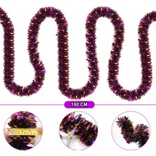 Bucuks Mey Ithalat® Mor Turuncu Renk 4 cm Genişlik Garland Çift Renk Sim Süs 180 cm