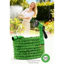 Bucuks Mey Ithalat® 30 Metre Premium Uzayabilen Bahçe Hortumu - 7 Fonksiyonlu Başlık ve Esnek Tasarım