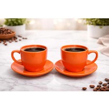 Tediks 2 Kişilik Mor Kahve Fincanı Seti – Tabaklı Modern Kahve Fincanı Takımı – Şık Kahve Fincanı