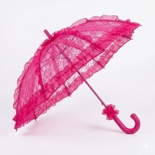 Ceyyiz Viktorya Tarzı Fuşya Dantel Şemsiye – Gelin ve Nişan Için Dekoratif Güneş Şemsiyesi