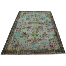 Zehra Abla Halı Vintage El Dokuma Nadir Serpme Çiçekli Eskitme Yün Salon Halısı 7144