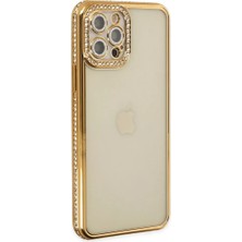 Epilons Iphone 12 Kılıf Joke Taşlı Silikon - Gold