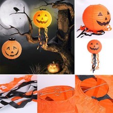 Epilons Bbağı Kağıt Japon LED Süs - Kabak Dekor Yuvarlak Fener Süs 25 cm