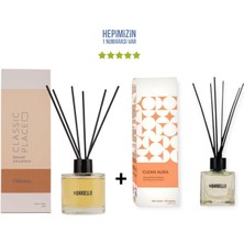 Bargello Odunsu Classic Place 120 ml + Clean Aura 50 ml & Dekoratif Ortam Kokusu - Bambu Çubuklu