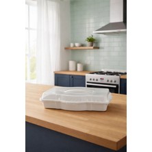 Kazen Home 3’ü 1 Arada Borcam ve Kek Kalıbı Taşıma Kabı (Beyaz) – Kilitli Kapaklı Saklama Kutusu