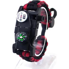 Marsilyan Pusula,fenerli Yüksek Desibel Düdüklü Hayatta Kalma Kamp Bilekliği - Kırmızı