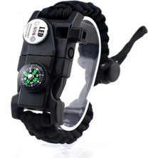 Marsilyan Pusula,fenerli Yüksek Desibel Düdüklü Hayatta Kalma Kamp Bilekliği - Siyah