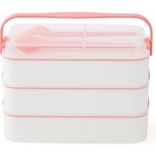 Marsilyan 3 Katlı Kulplu Beslenme Kabı Diyet Sefer Tası Saklama Kabı Çatal Kaşıklı (72)