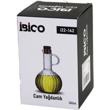 Marsilyan Mini Cam Yağdanlık Çizgili Desen 300ML Ahşap Bambu Mantar Tıpa (4887)