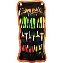 Marsilyan Bez Çantalı   Renkli - Kauçuk Kaplama Saplı   Darbeli   6lı Set   Çift Taraflı  Tornavida Takımı (4887)