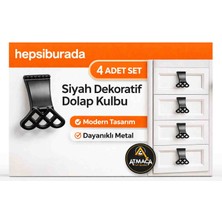 Atmaca Yapı Market 4 Adet Siyah Dekoratif Dolap Kulpu – Modern Tasarım Dayanıklı Metal Kulp Seti