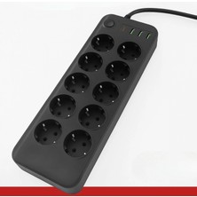 Marsilyan Akım Korumalı Termal Uzatma Kablosu – 10 Priz, 2 USB ve 2 Type-C Girişli, Güçlü Çoklu Priz (4887)