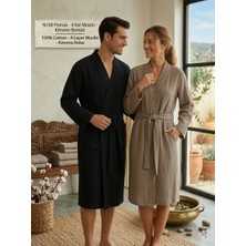 Mia Mina Home & Baby 4 Kat Müslin Kimono Model Vizon Renk Unisex Kalıp Bornoz / Sabahlık