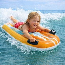 Nunu Alev Desenli Şişme Yüzme Tahtası 112X62 cm | Tutma Saplı Çocuk Bodyboard Deniz & Havuz 6+ Yaş 40 kg