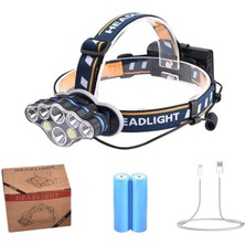 Kaia Life PS-888 Güçlü USB Şarj Edilebilir Profesyonel 8 Modlu 6000 Lümen 8 LED Su Geçirmez Kafa Lambası