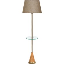 Epifanio Bondy Özel Üretim Eskitme Kaplama Cam Sehpalı Lambader - Çuval Bezi