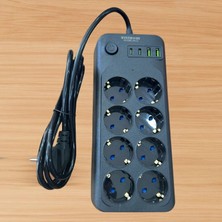 Marsilyan Akım Korumalı Termal Uzatma Kablosu – 8 Priz, 2 USB ve 2 Type-C Girişli, Güçlü Çoklu Priz (4887)