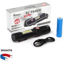 Kaia Life Geniş Açılı P50 LED Şarjlı El Feneri Watton WT-601