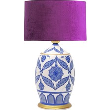 Vinner Handmade Ceramic Botanical Özel Tasarım Abajur - Mor Kadife