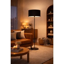 Vinner Atelier Mono Modern Lambader – Siyah Metal Gövdeli 40 cm Kumaş Şapkalı Ayaklı Salon Lambası