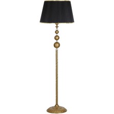 Epifanio Alfa Eskitme Kaplama Kristal Üçlü Küre Metal Lambader - Gold Şeritli Organize Siyah