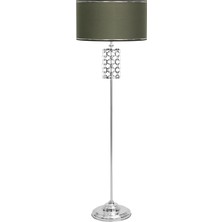 Epifanio Bourges Krom Kaplama Özel Tasarım Metal Lambader - Krom Şeritli Haki