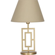 Vinner Puglia Eskitme Mat Gold Metal Abajur Hasır Bej