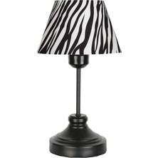 Vinner Onze Siyah Kaplama Metal Abajur, Masa Lambası - Zebra Desenli
